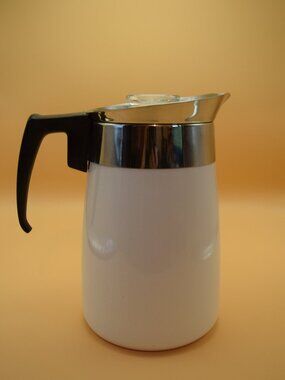 Complete 10 Cup Corning Ware Coffee Pot Just White/All White w Lid & All Parts